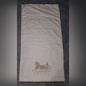 Celine Beige Horse Carriage bath  Towel